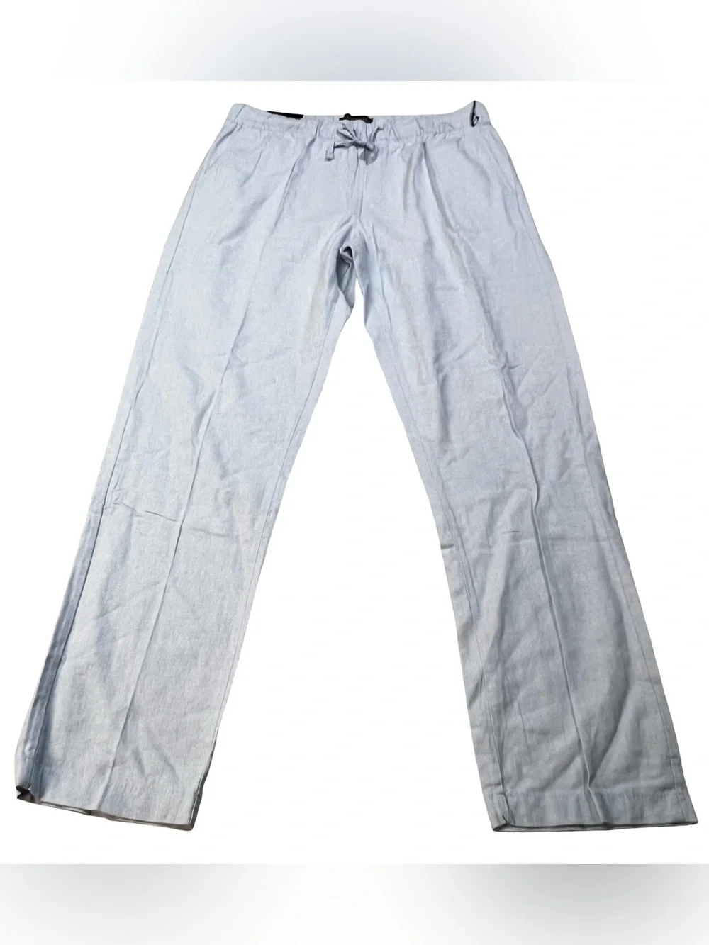 Saks Fifth Avenue Light Blue Men's Drawstring pull on Linen-Blend Pants medium
